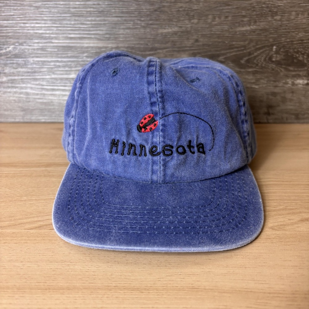Minnesota Hat Cap Strap Back Blue Youth Embroidered Ladybug Washed Dad Cap